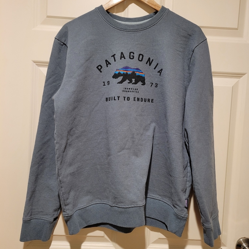 Patagonia Regular Fit Bear Uprisal Crewneck Sweatshirt Blue Medium